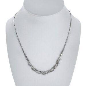 Braided Serpentine S-Link Necklace | Vintage Estate Sterling Silver 925 | 18"